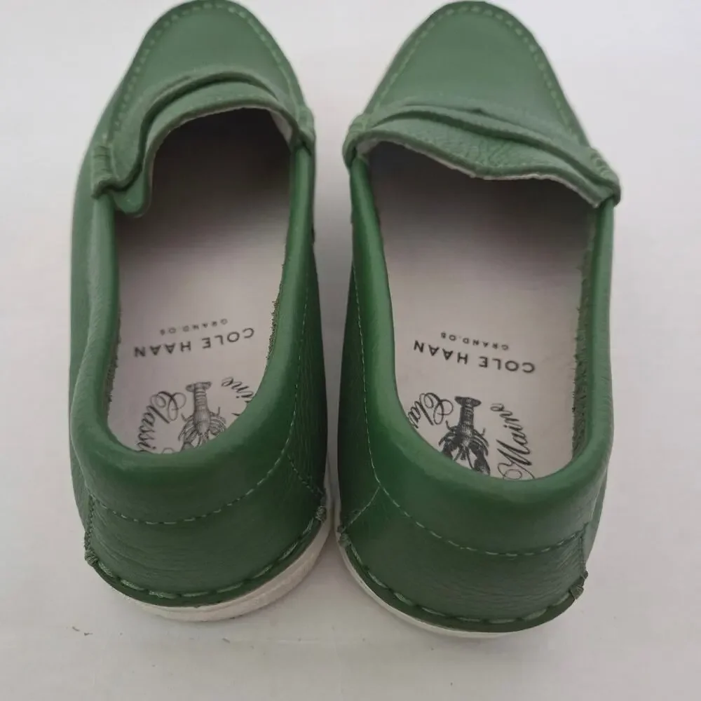 Cole Haan Pinch Weekender Men's Jade Green Leather Slip-On Penny Loafers Sz 8